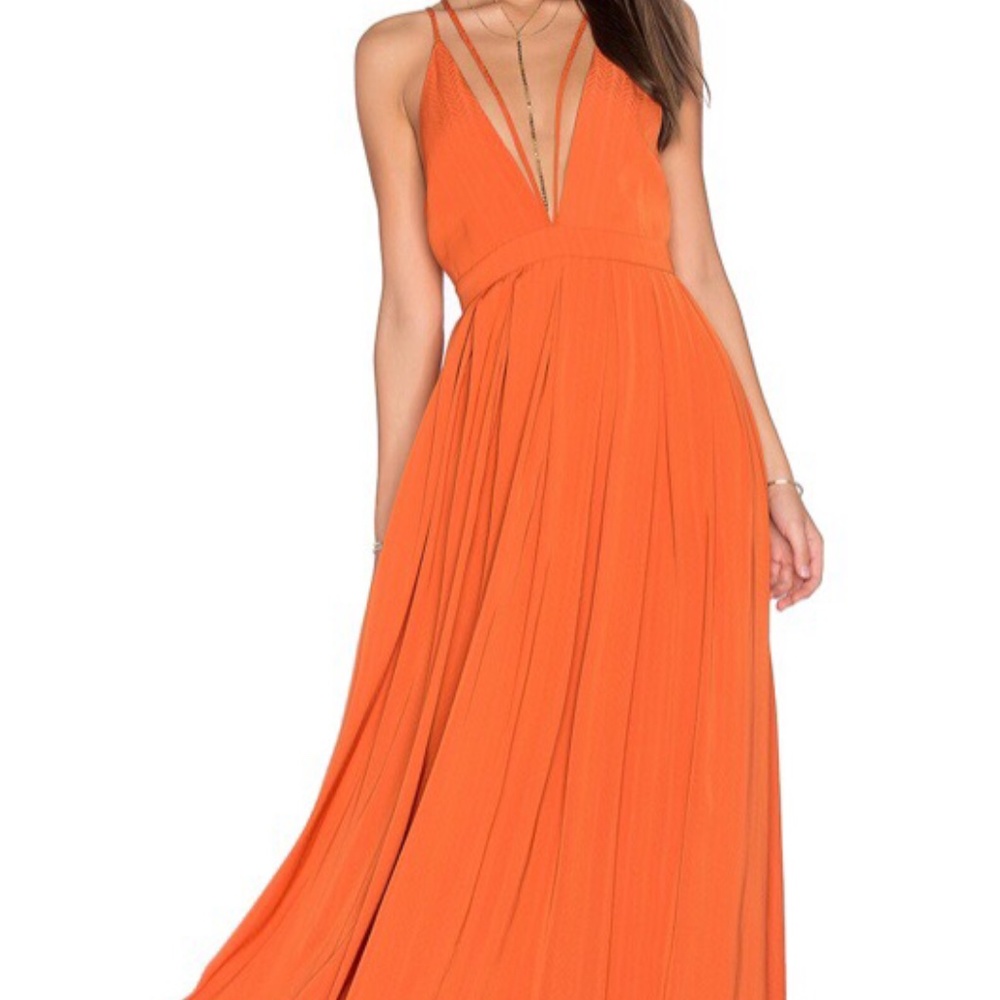 Lucy Paris Burnt Orange Maxi Dress in size medium.